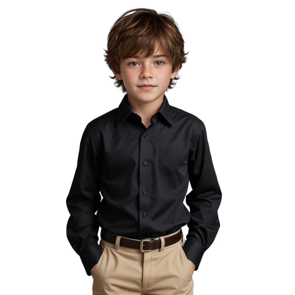 Camisa Social Infantil Juvenil Masculina Manga Longa Menino Tamanhos 8 Ao 16