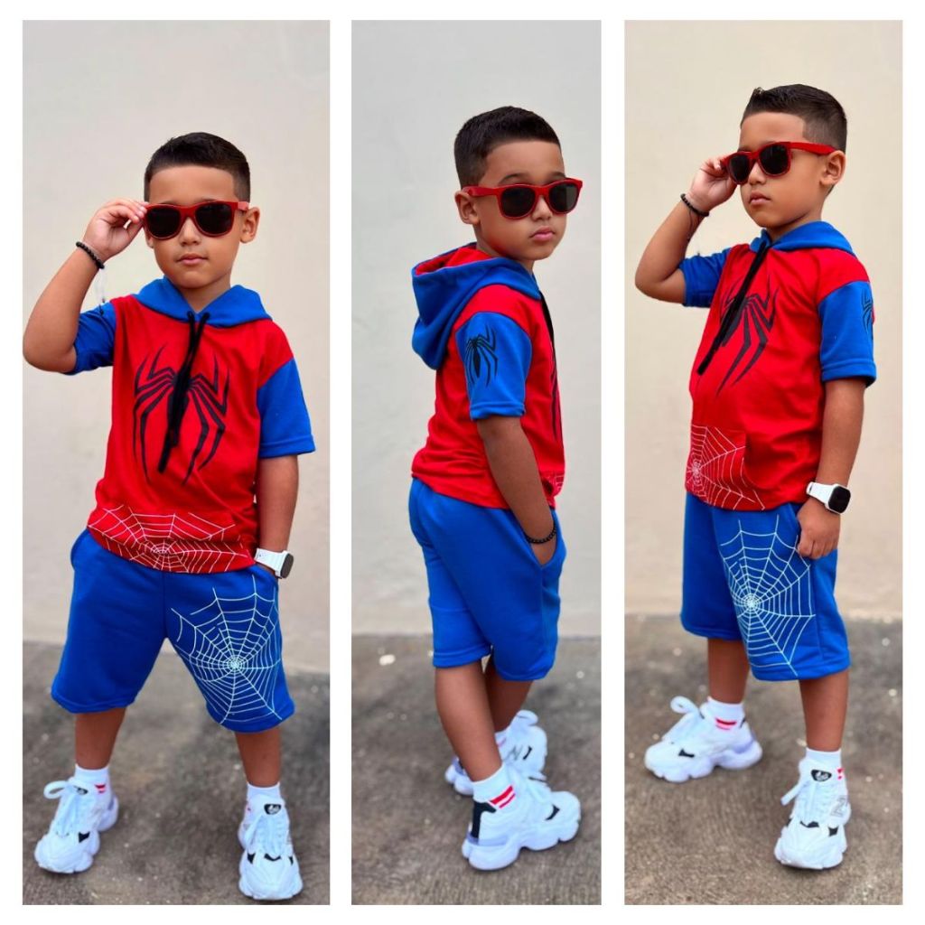 Camiseta Infantil Spiderman + Bermuda Homem - aranha personagens roupa de criança temática em Oferta na Shopee