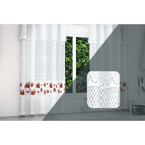 Cortina de cozinha janela renda  2,20m x 1,50m com Estampa