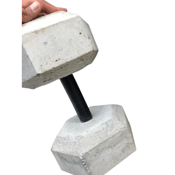 Halter de 15kg - Halter sextavado de cimento sem acabamento- Unidade
