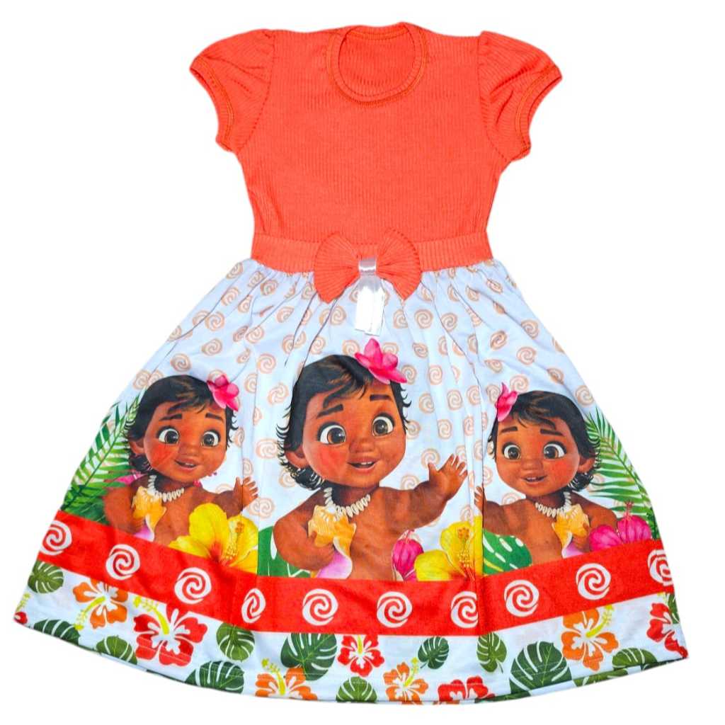 Vestido Festa Casual Manga Curta Infantil menina Mo Baby