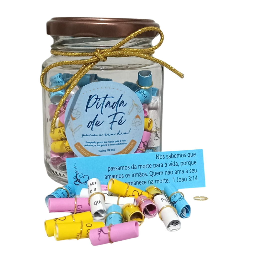 Pote Pitada de Fé para o Seu Dia com Versículos Bíblicos Enroladinhos Colorido Lembrancinha Pote Pitada de Fé para o Seu Dia com Versículos Bíblicos Enroladinhos Colorido Lembrancinha