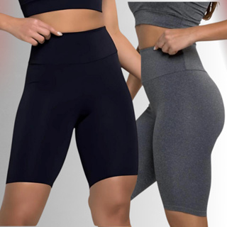 Bermuda Ciclista Shorts Feminino suplex feminina cintura alta lisa não fica transparente em Oferta na Shopee