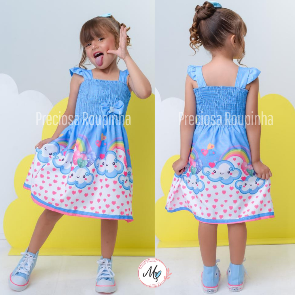 Vestido Infantil Menina Festa Simples Casual Frozen Minnie Ariel