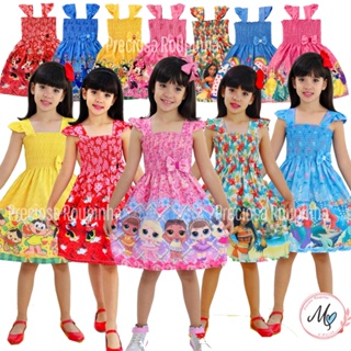 Vestido Infantil Menina Festa Simples Casual Frozen Minnie Ariel em Oferta na Shopee