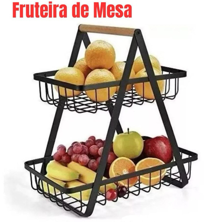 Fruteira Aramada Reforçada De Mesa Resistente Preta ou Branca
