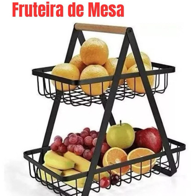 Fruteira Aramada Reforçada De Mesa Resistente Preta ou Branca em Oferta na Shopee