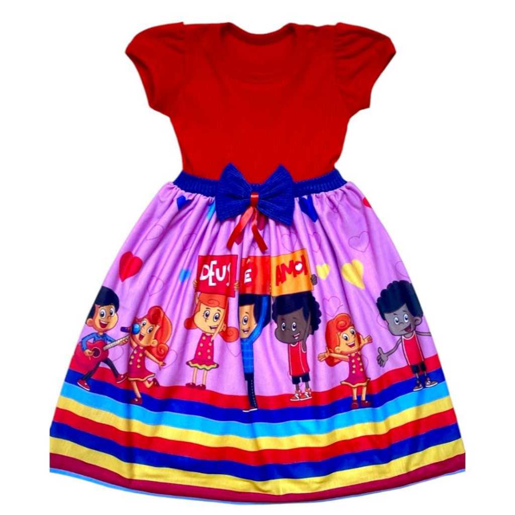 Vestido Festa Casual Manga Curta Infantil menina T P