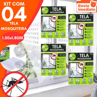 Kit 4 Telas Mosquiteira GRANDE Janela Ajustável 1,80Mx1,50M Anti Insetos Dengue Mosquito em Oferta na Shopee