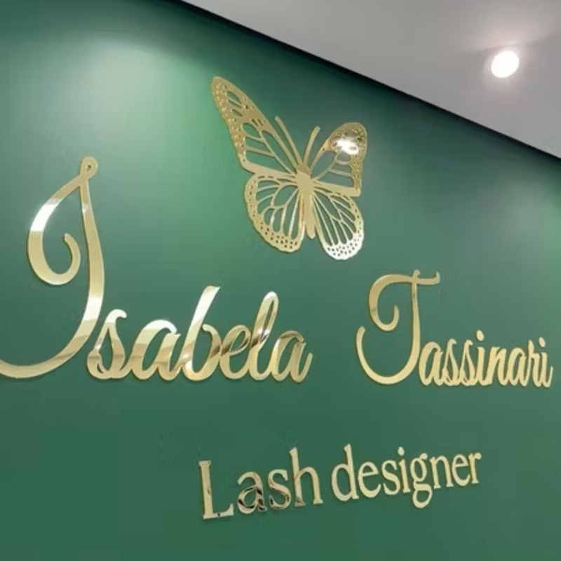 Logomarca em acrílico logotipo espelhado letreiro de parede