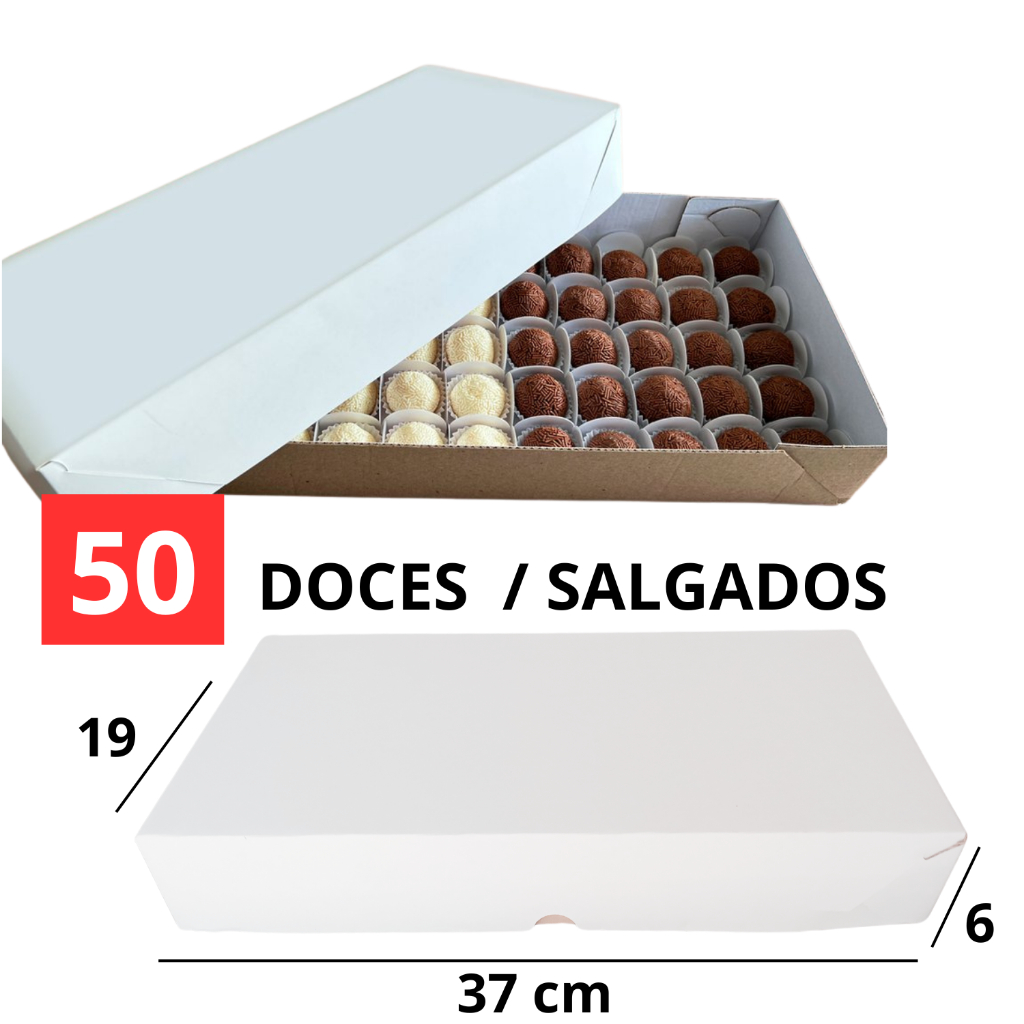 Caixa Para 50 Doces e Salgados 37x19x6 Reforçada Sem Visor em Oferta na Shopee
