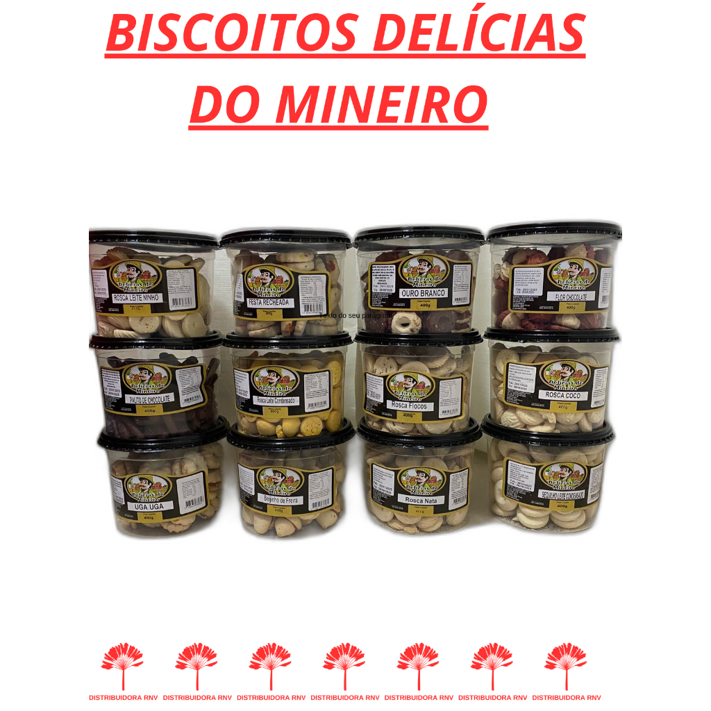 24 POTES DE BISCOITO AMANTEIGADO DELÍCIAS DO MINEIRO - 400 GRAMAS em Oferta na Shopee
