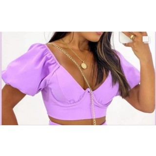 Cropped Manga Princesa em Oferta na Shopee
