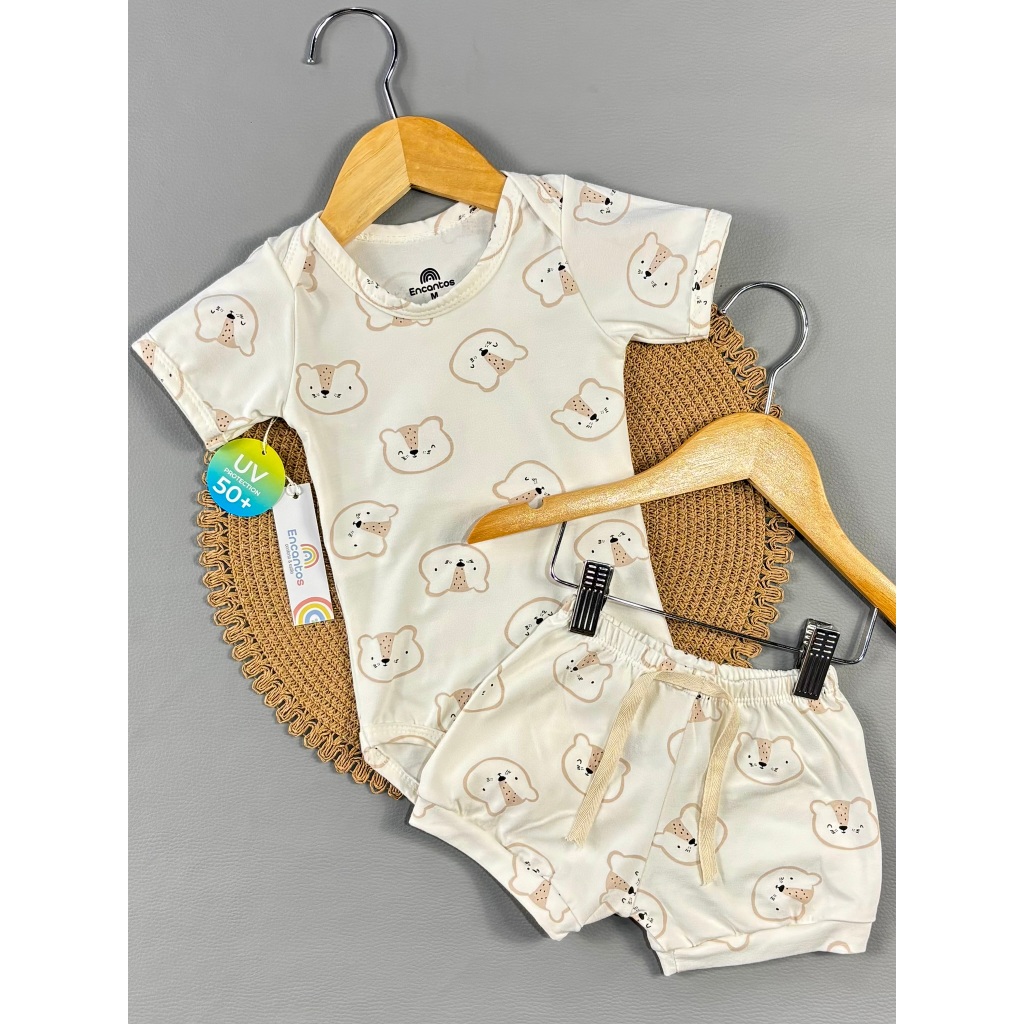 CONJUNTO COTTON BODY E SHORT BEBÊ ROUPINHA MAIS VENDIDOS MENINO MENINA