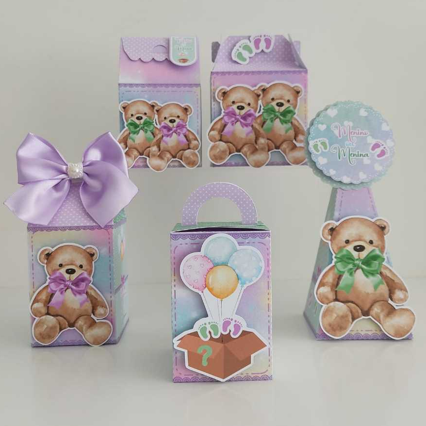 Kit Festa Infantil Chá Revelação - Pegue e Monte - Lembrancinhas  - Aniversário - Personalizados