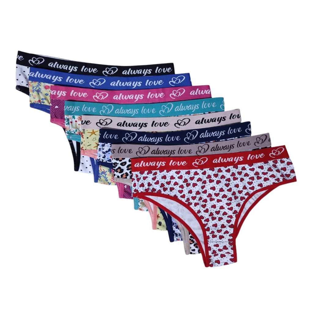 Kit 10 calcinha tanga conforto algodão cotton cos largo em Oferta na Shopee