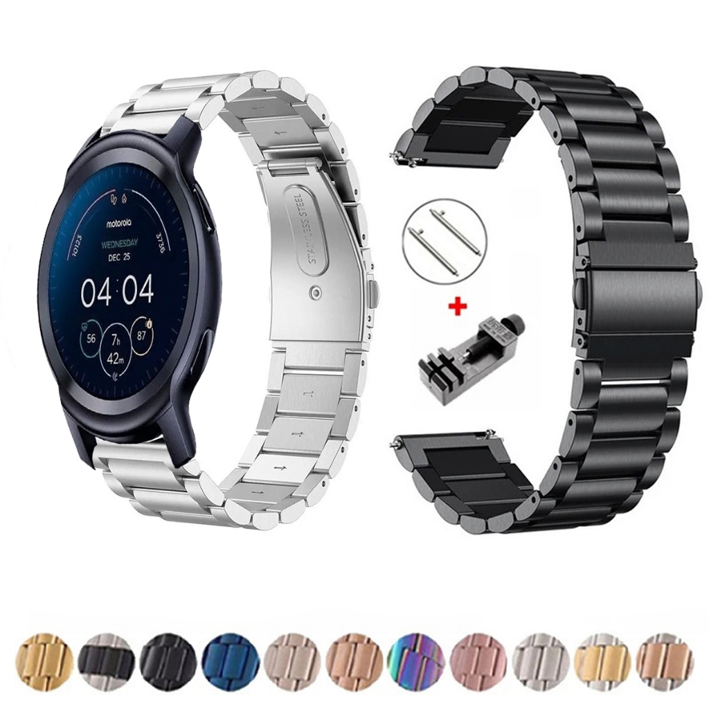 Pulseira de 20mm Metal Elos de aço inox para Smartwatch Moto Watch 100 de Engate Rapido