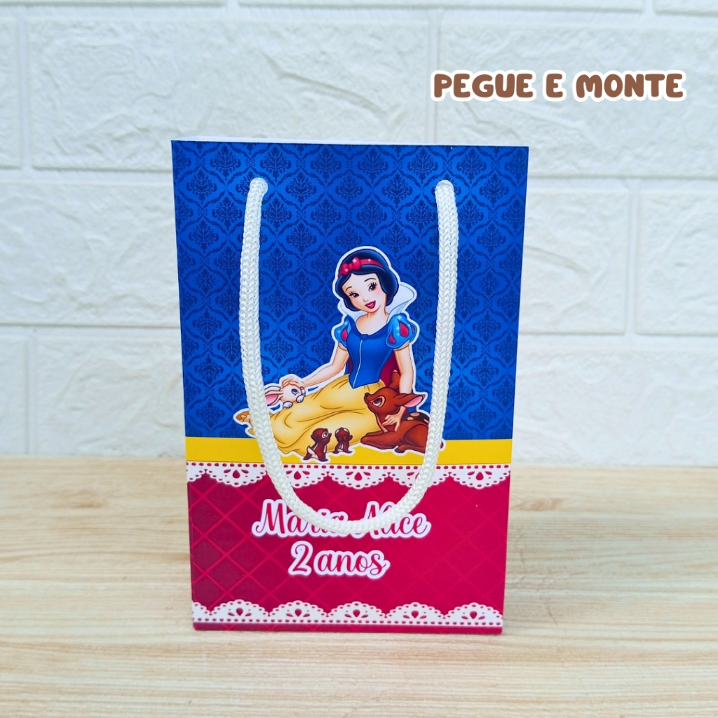 Sacolinha Personalizada Branca de Neve - Lembrancinha - Festa infantil - aniversario / PEGUE E MONTE