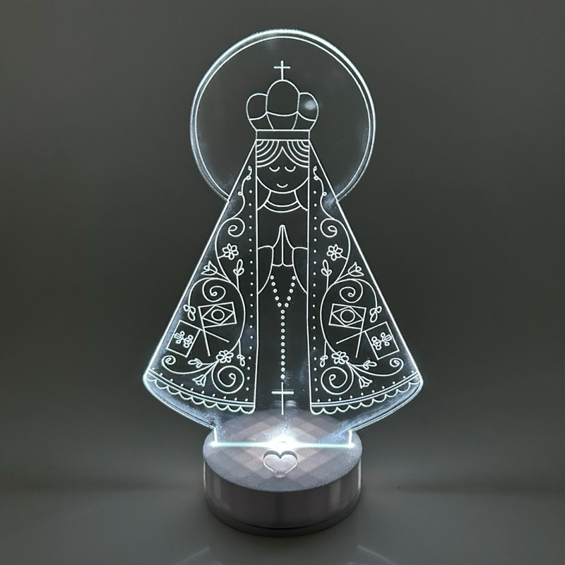 Luminária Nossa Senhora Aparecida LED 3D ABAJUR a Bateria ou USB em Oferta na Shopee