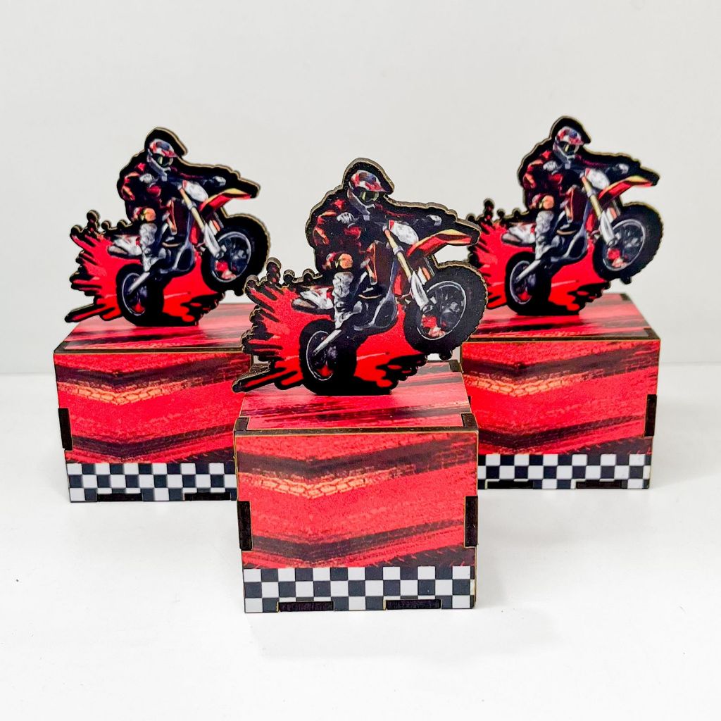5/10/15/20PCS Mini Cubos Motocross em MDF - Lembrancinha Porta Bombom Caixinha
