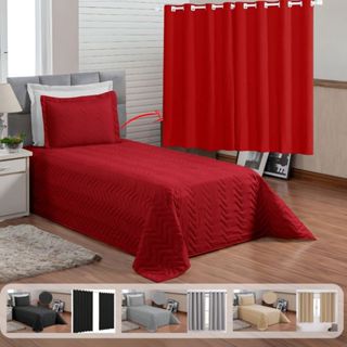 Cobre Leito Solteiro 2 Peças + Cortina 2m Kit Especial em Oferta na Shopee