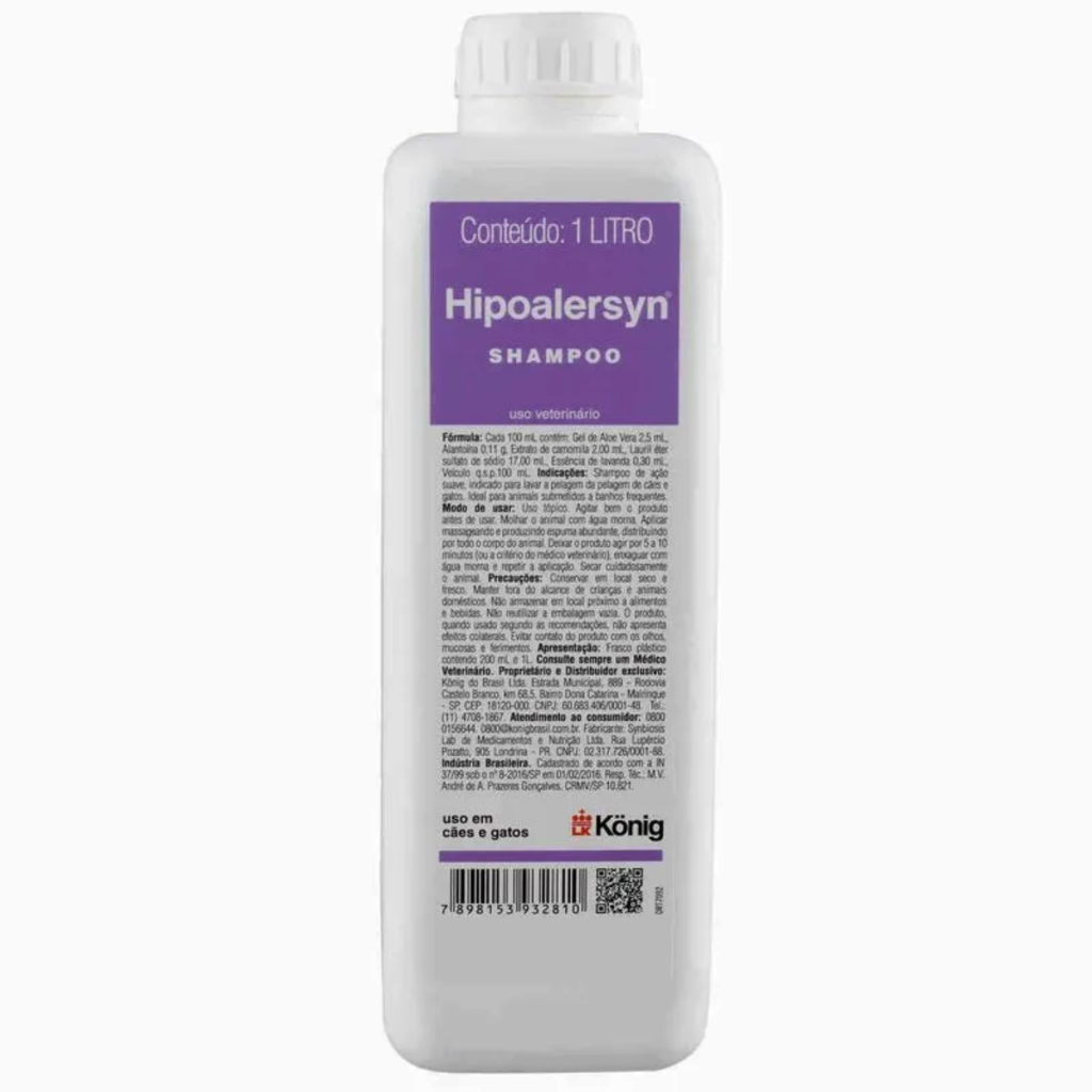 Shampoo Hipoalergênico Hipoalersyn Konig 1 Litro em Oferta na Shopee