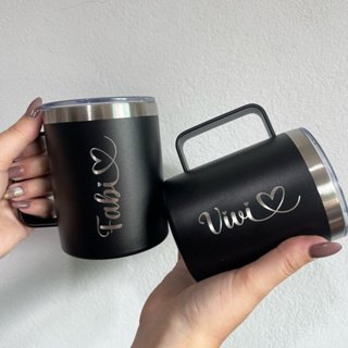 Caneca Aço Inoxidável Térmica Com Canudo E Tampa Alça 360ml Café Chá - PERSONALIZADA COM NOME em Oferta na Shopee