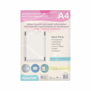 Kit C/ 5 Quadros Expositores Multiuso Magnético, A4, Economic, QMAGA4, Transparente, Plascony em Oferta na Shopee