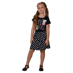 Vestido Infantil Menina Preto Estampa Ursinho e Poá
