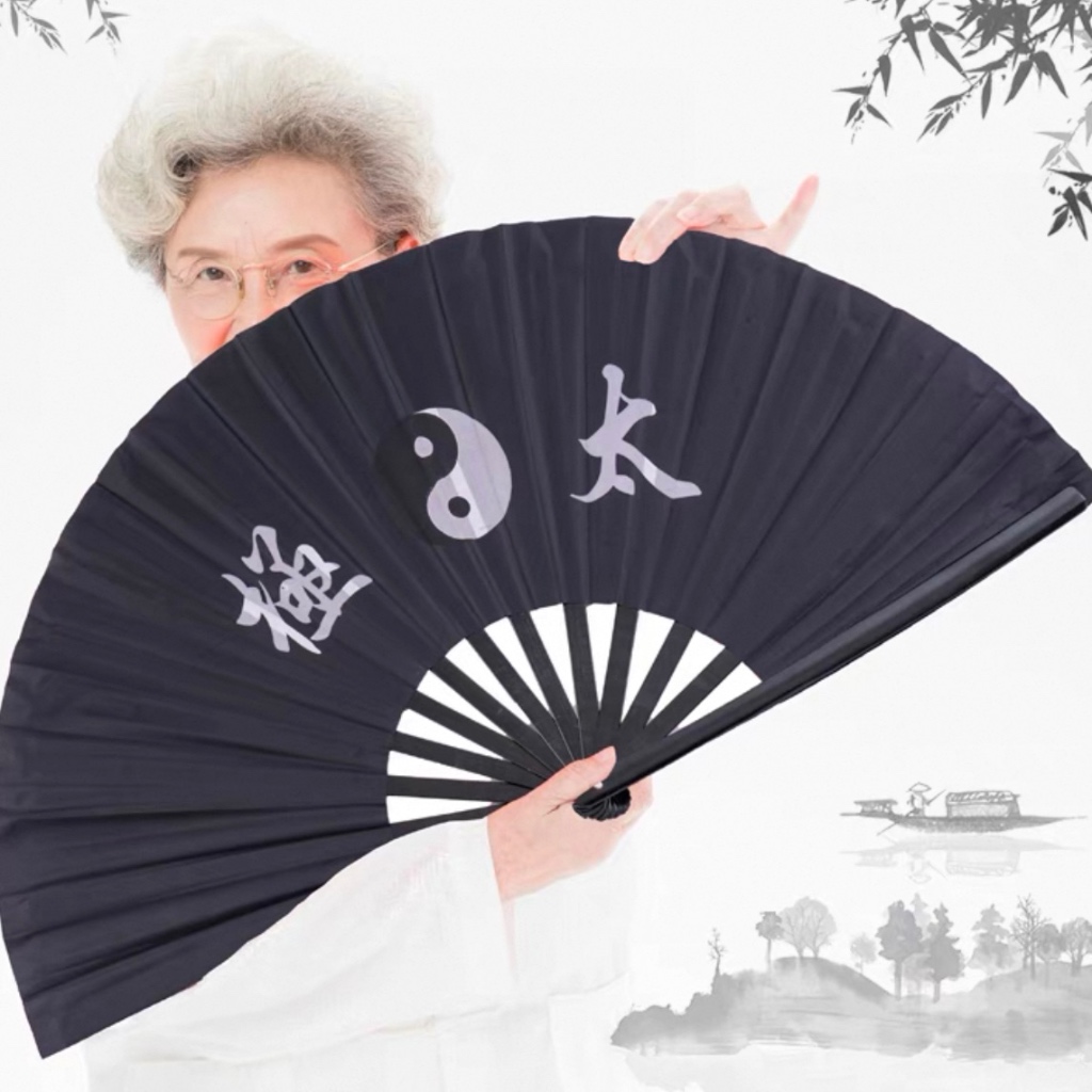 Leque Oriental Grande Dança Kung Fu Tai Chi Chuan  Comprimento 34cm