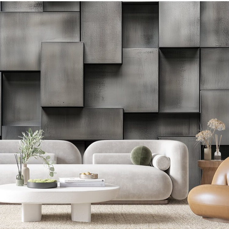 Papel De Parede 3D Papel De Parede Para Quarto Cinza Escuro Conceitual Adesivo Lavavel Autocolante