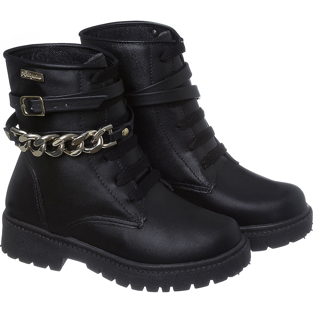 Bota Feminina Infantil Coturno Menina Tratorada Corrente em Oferta na Shopee