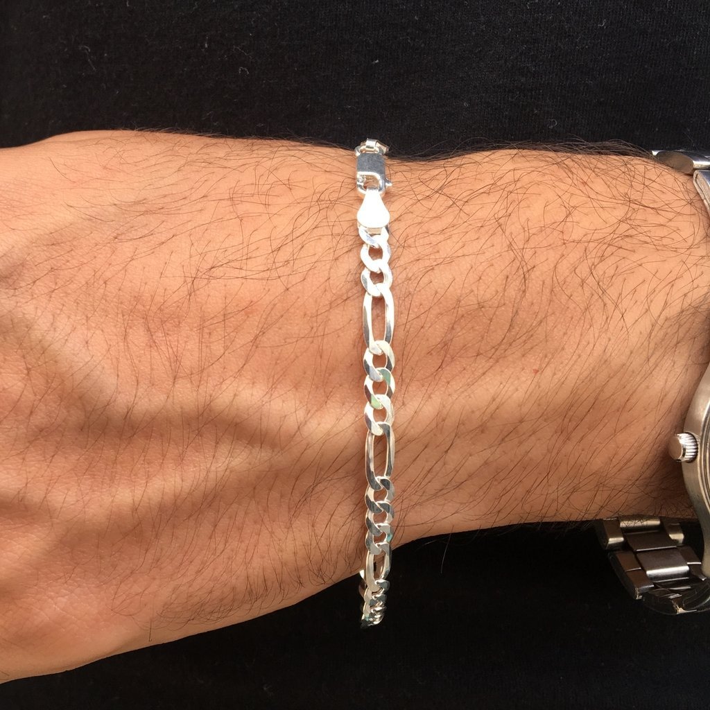 Pulseira 3x1 - 3 mm A Prata Legitima 925 Antialérgico - 21 cm Masculino