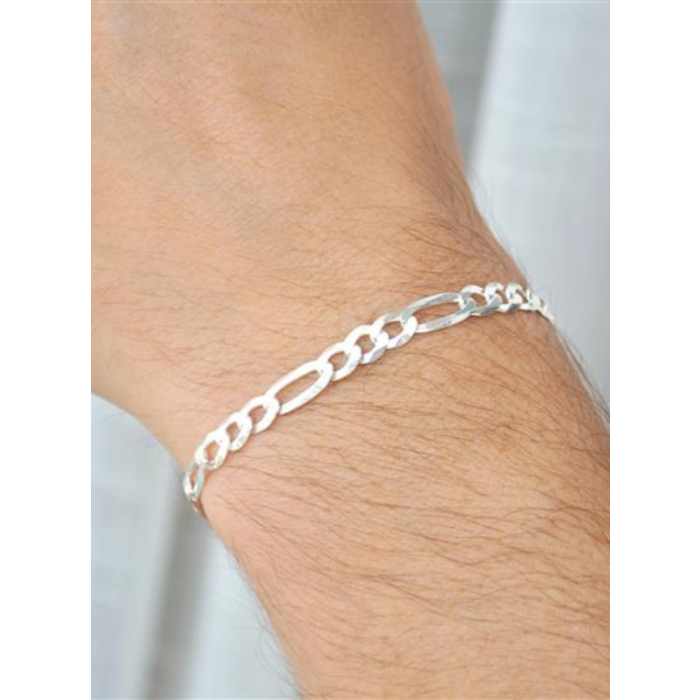 Pulseira 3x1 - 3 mm A Prata Legitima 925 Antialérgico - 21 cm Masculino — imagem 2 de 2