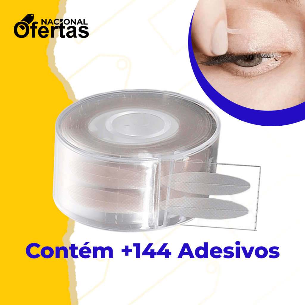 144 Adesivos Fita Transparente  Levanta Pálpebras Caída Efeito Imediato (largo) +  Mimo Aplicador