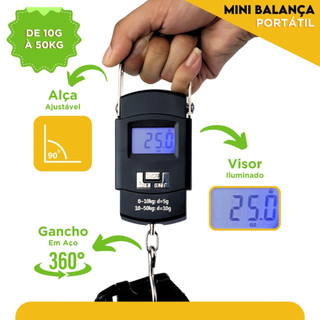 Balança De Bagagem Digital De Mão Com Gancho Até 50kg - NL