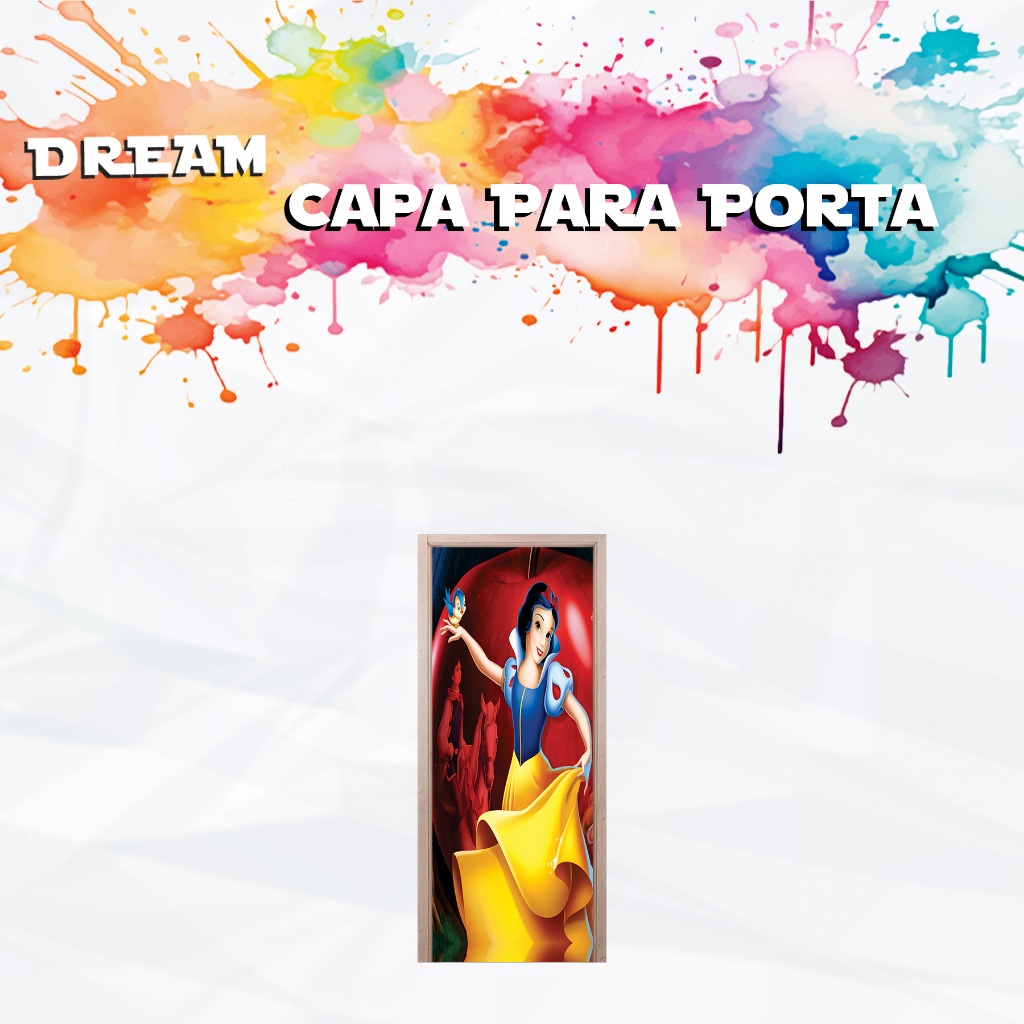 Capa Para Porta Tema Branca De Neve Maçã Vermelho Princesa Decoração Festa Tecido Sublimado