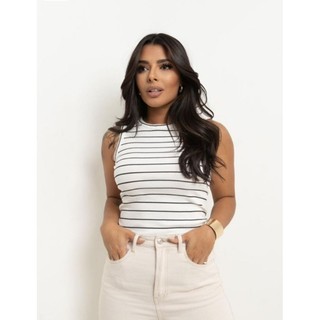 Regatinha Casual Listrada Blogueirinha Ribana
