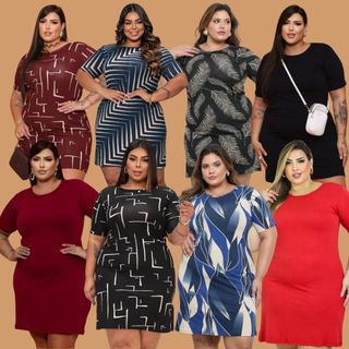 Kit 5 Vestidos Plus Size, tamanho Grande Curve Curvy G1, G2, G3 em Oferta na Shopee