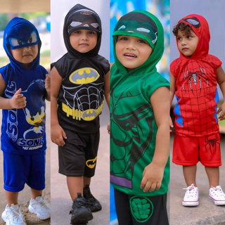 Conjunto Infantil Personagem Homem Aranha Verão Fantasia Sonic Camisa e Bermuda em Oferta na Shopee