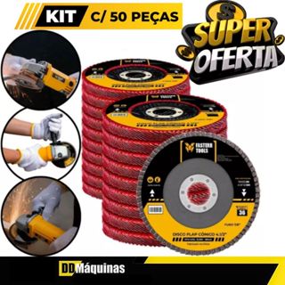 Kit 50 Discos Flap Para Esmerilhadeira Premium Grão 36 Aço Cônico 4.1/2 - Fasterr em Oferta na Shopee