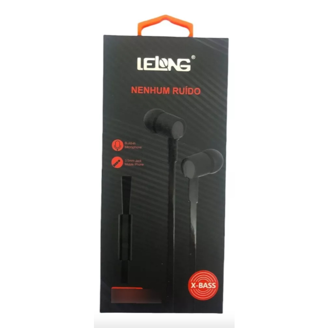 Fone de Ouvido Com Fio Lelong Estéreo P2 com Microfone e Som Balanceado