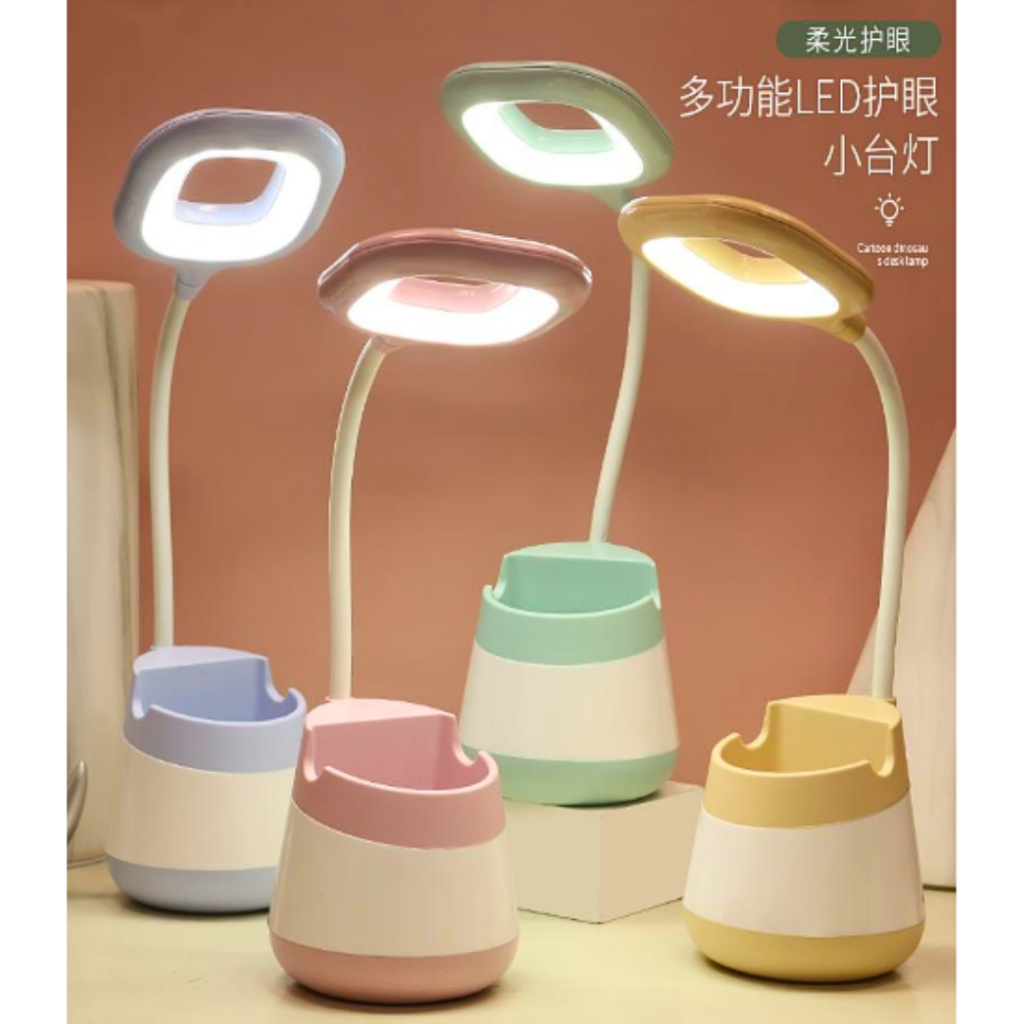 Lâmpada Abajur de Mesa USB Porta Celular Lápis Caneta Estudo Mesa Quarto Dormir Noturna Luminária em Oferta na Shopee