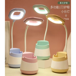 Lâmpada Abajur de Mesa USB Porta Celular Lápis Caneta Estudo Mesa Quarto Dormir Noturna Luminária em Oferta na Shopee