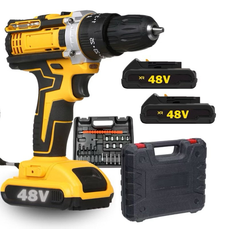 Parafusadeira Furadeira de Impacto a Bateria Recarregável Sem Fio 48v 2 Baterias Com Maleta Completo em Oferta na Shopee