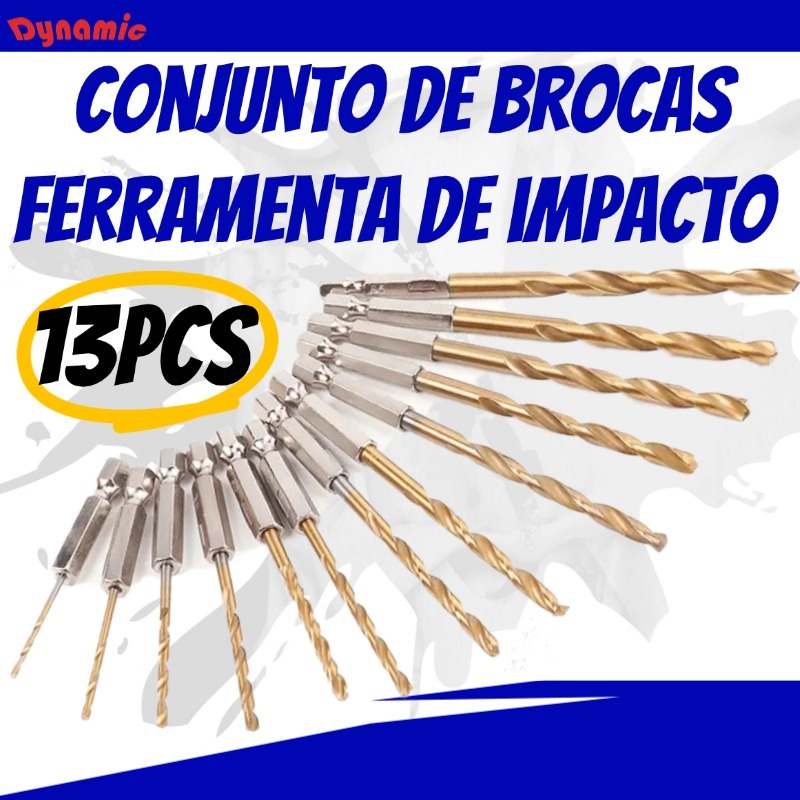 13Pcs Jogo De Brocas Hexagonais De Titânio HSS +Troca Madeira Plástico Metal Alumínio Liga De Ferramenta De Impacto