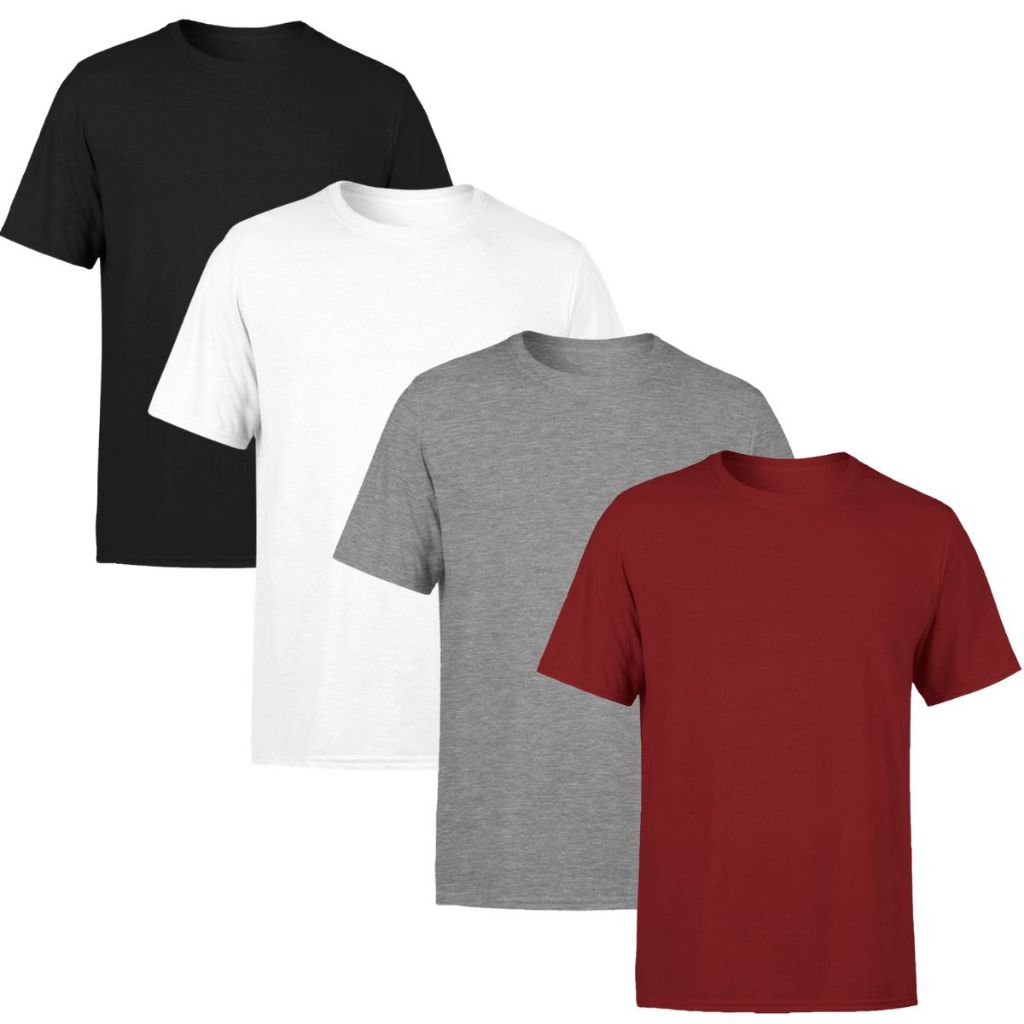 Kit 4 Camisetas Masculina Lisas Algodão 100% Confortável Academia Cores Blusa Camisa Treino - Men Clothes
