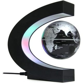 Globo Terrestre Preto Flutuante LED, Mapa Mundi Gravitacional Decoração Magnético Presente Enfeite Escritório Mesa