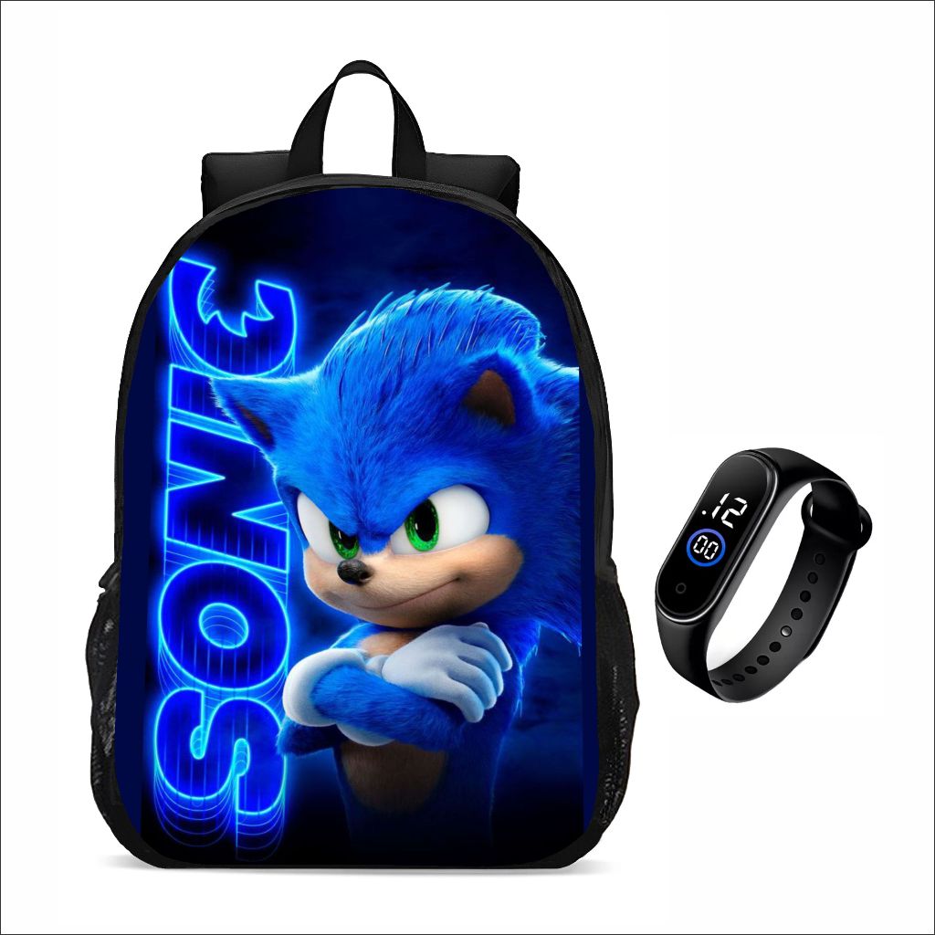Mochila escolar juvenil infantil Com Relógio Digital Vários Modelos Personagens Anime Desenho