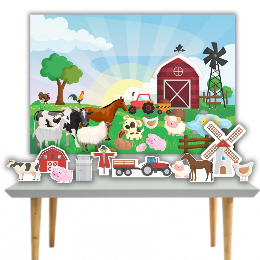 Fazendinha decoração festa infantil na fazenda sitio chácaras compainel e displays